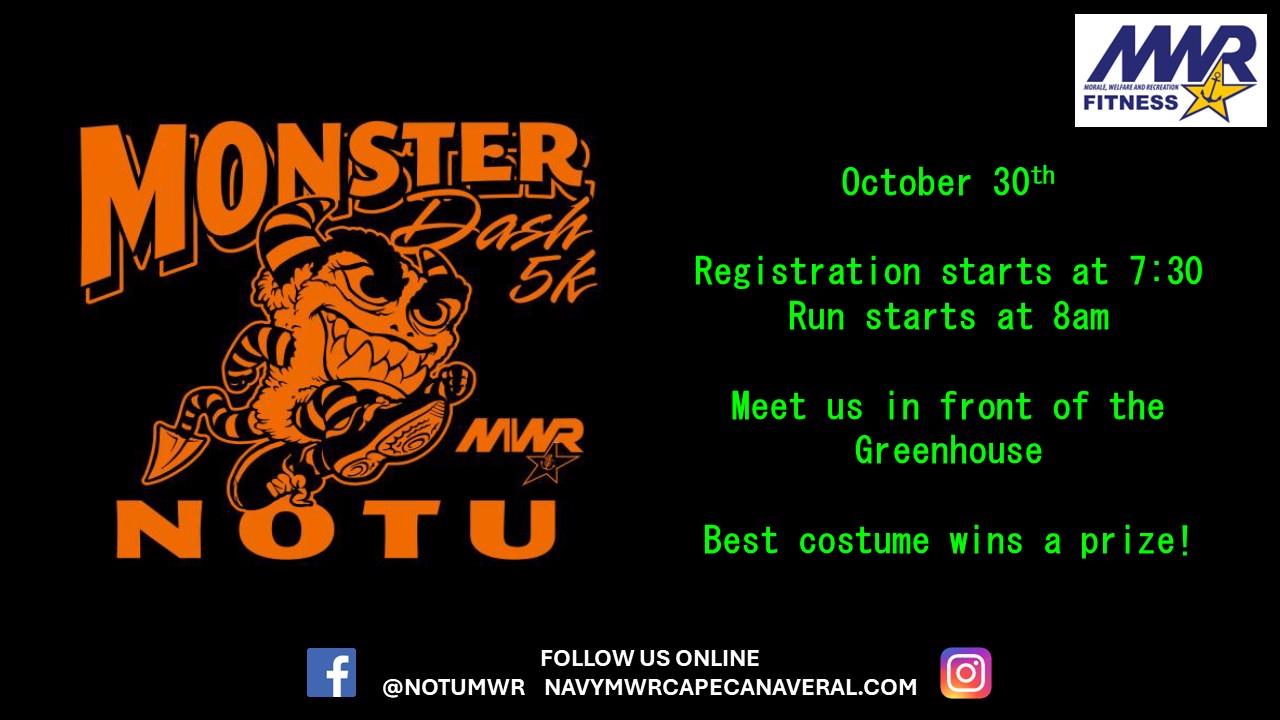 Ad for the Monster Dash 5k event on October 30