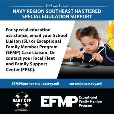 Ad for Navy Region Southeast support of the Exceptional Family Member Program