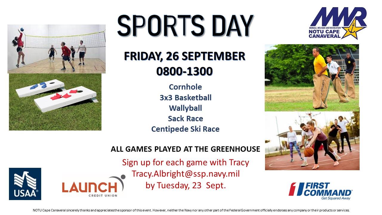 Advertisement promoting the Sports Day event on September 26 from 8 am to 1 pm.