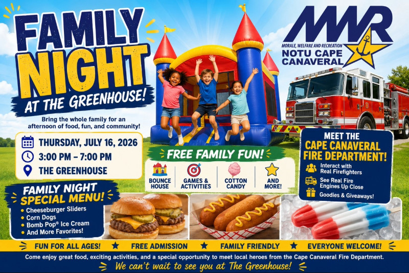 Ad for Family Night at the Greenhouse on July 16