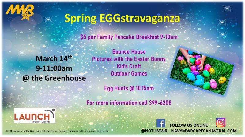 Ad for Spring Eggstravaganza on March 14 from 9:00-11:00 am at the Greenhouse