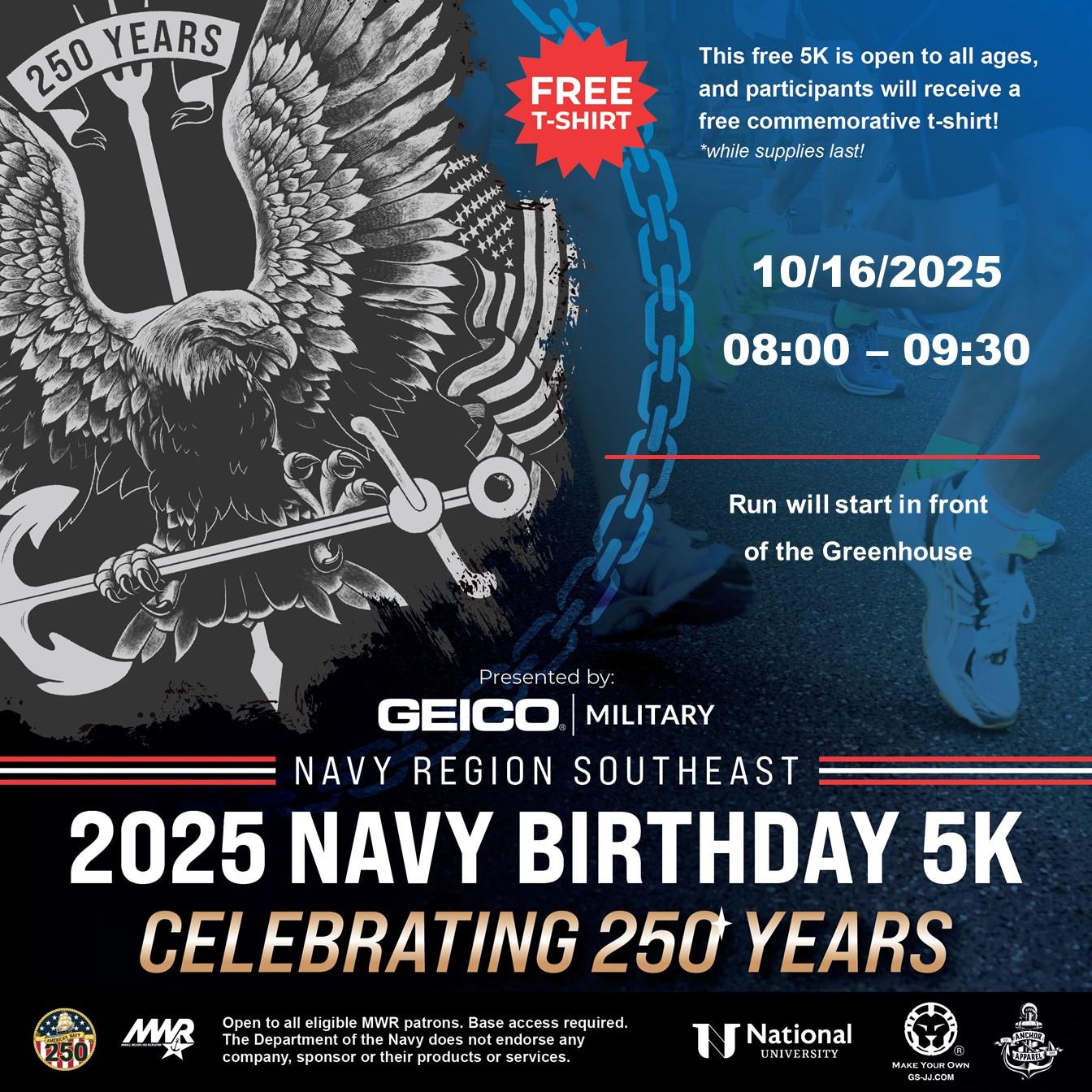 Ad for the Navy Birthday 5k event on October 16