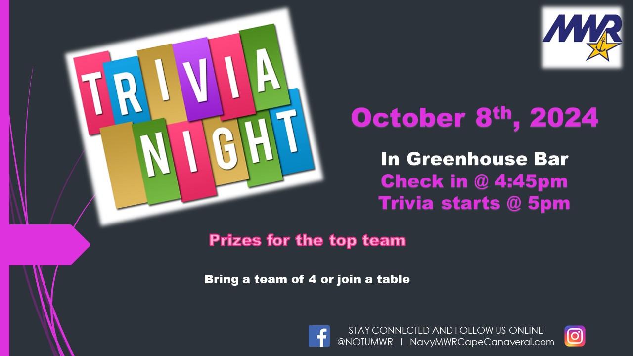 Ad for trivia night event on October 8