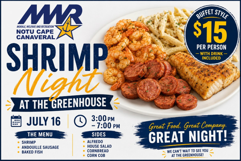 Ad for Shrimp Night at the Greenhouse on July 16