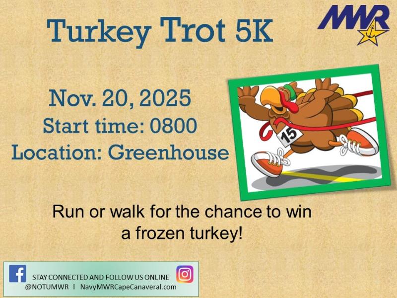 Ad for the Turkey Trot 5k on November 20 at 8 am at the Greenhouse.