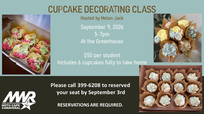 Ad for Cake Decorating Class event on September 9 from 5 - 7 pm at the Greenhouse.